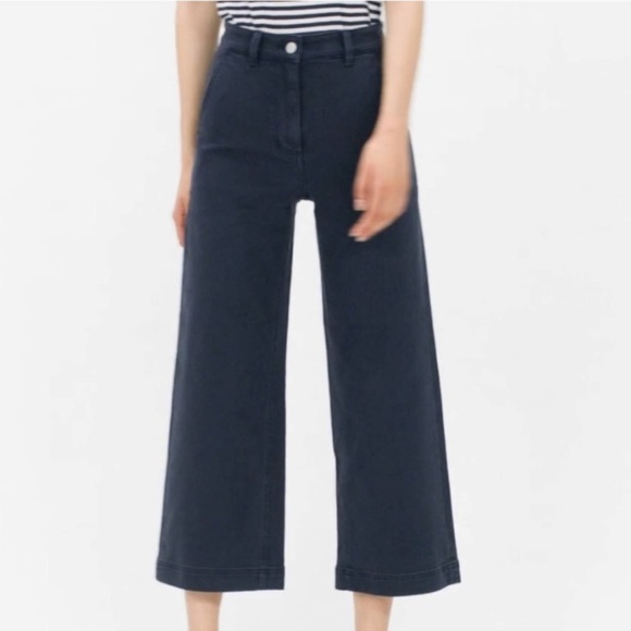 Everlane The Wide-Leg Crop Pant Navy Size 4 - Picture 2 of 3